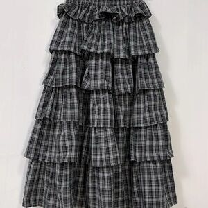 Plaid Tiered Black & White Skirt - Women's Medium
